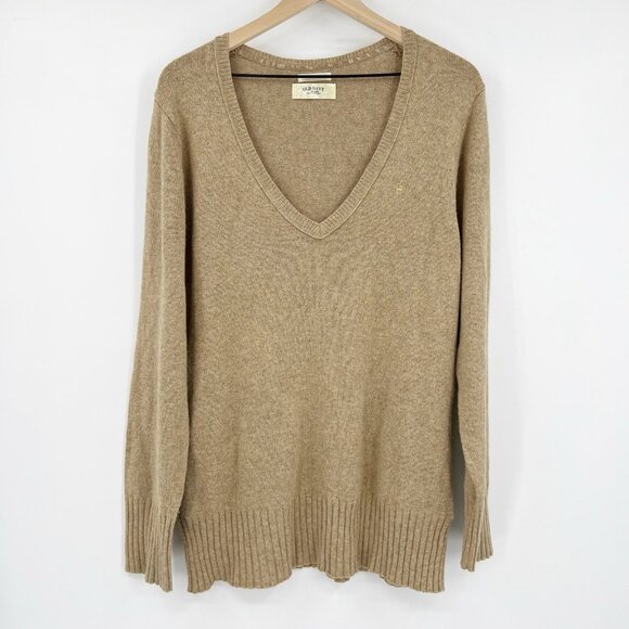 Vintage Old Navy Camel Tan V-Neck Perfect Fit 90's Y2K Sweater Wool Angora XXL - Picture 1 of 5